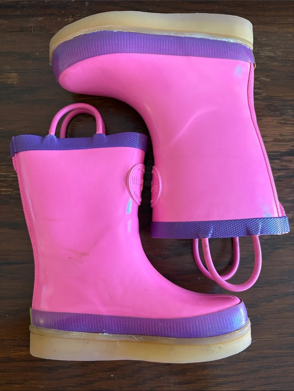 WESTERN CHIEF LED Rain Boots Light Up Pink Purple Bubblegum Soles Size 8